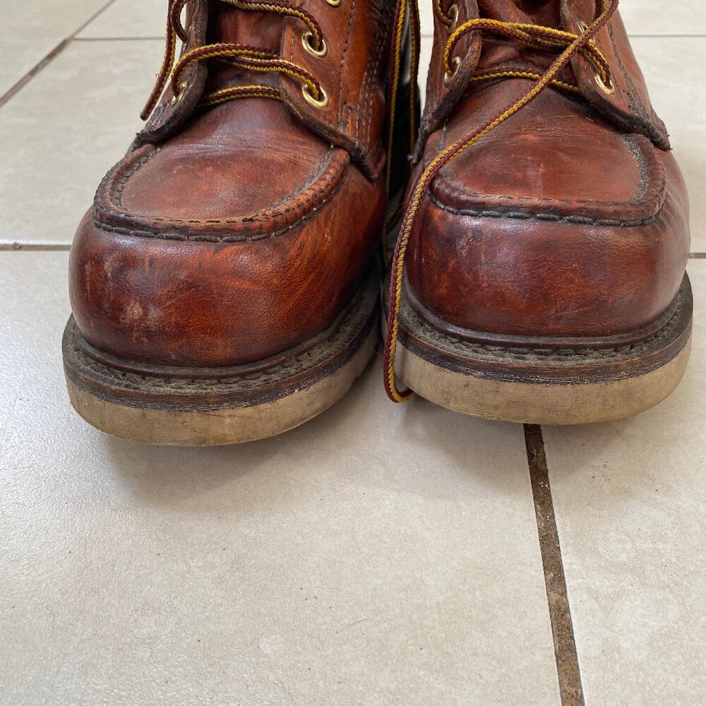 Thorogood ASTM Safety Steel Toe Wedge Sole Tobacco Color 6" Boot Size 8.5 US Men - Picture 7 of 10